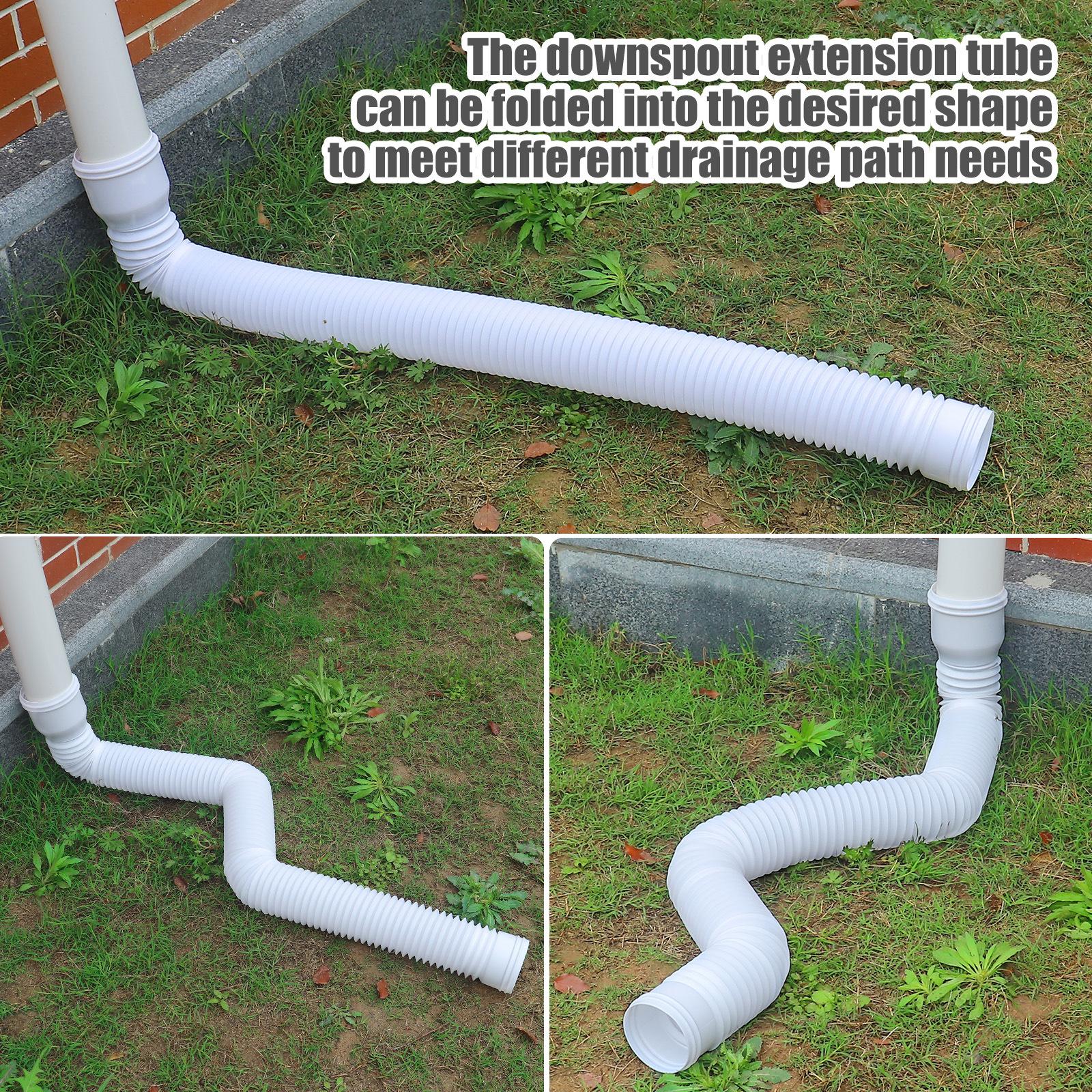 Rain Gutter Downspout Extension Flexible Universal Connector Downspout Extender: WHITE
