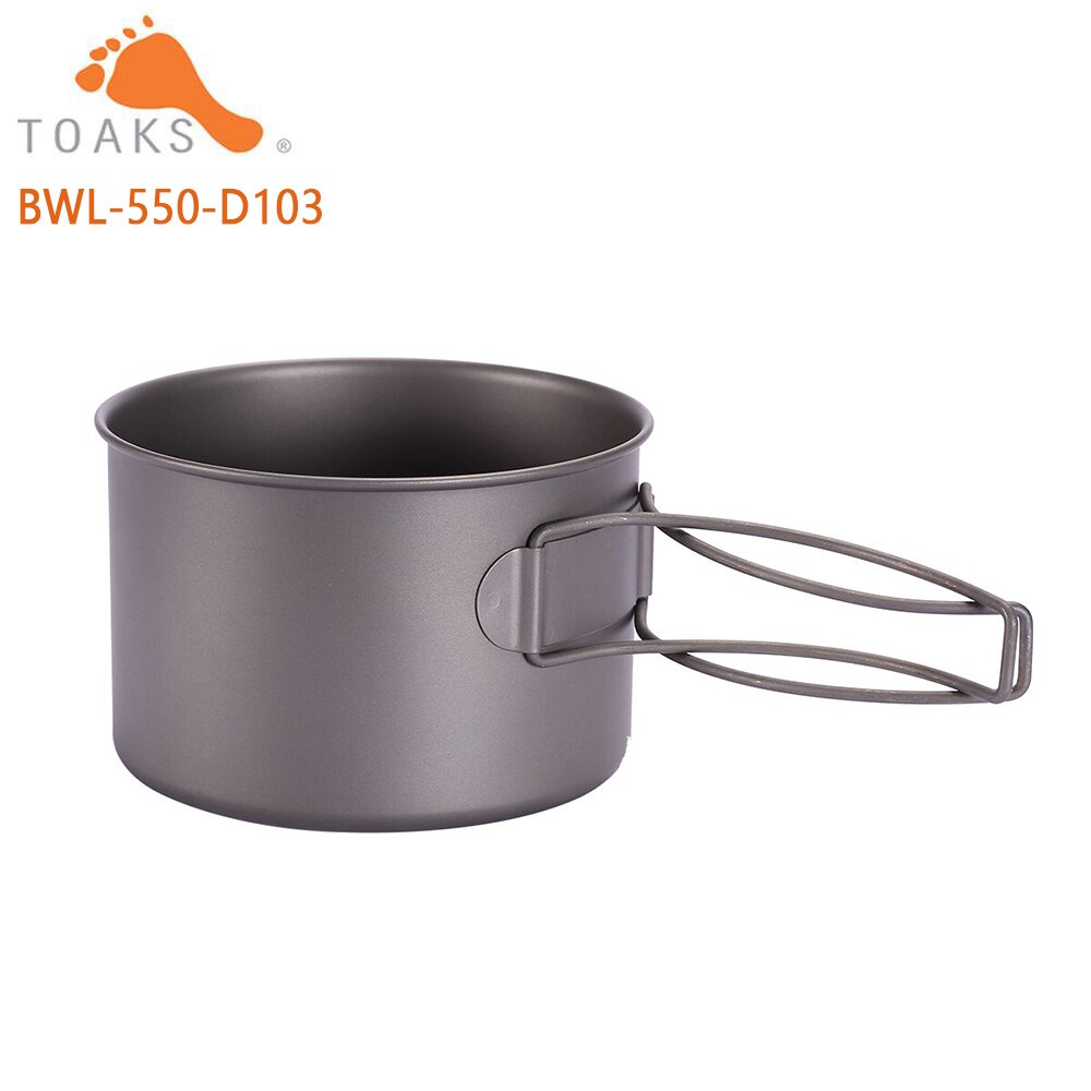 TOAKS Camping Titan Schalen 550ml Mit Titan Klapp Griffe Klapp Schüsseln Kochgeschirr D103MM &Ampere; D118MM: BWL-550-D103