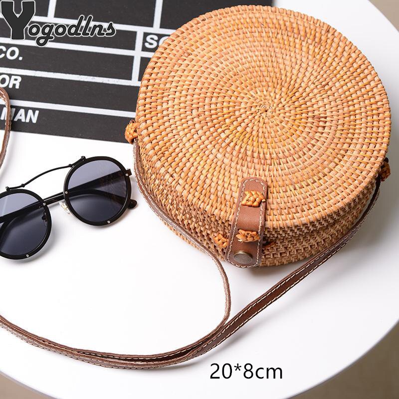 Bolsos de ratán de verano para mujer de bolso de paja cuadrado redondo bolso hecho a mano tejido de playa bandolera círculo bohemio bolsos de playa: Style 6