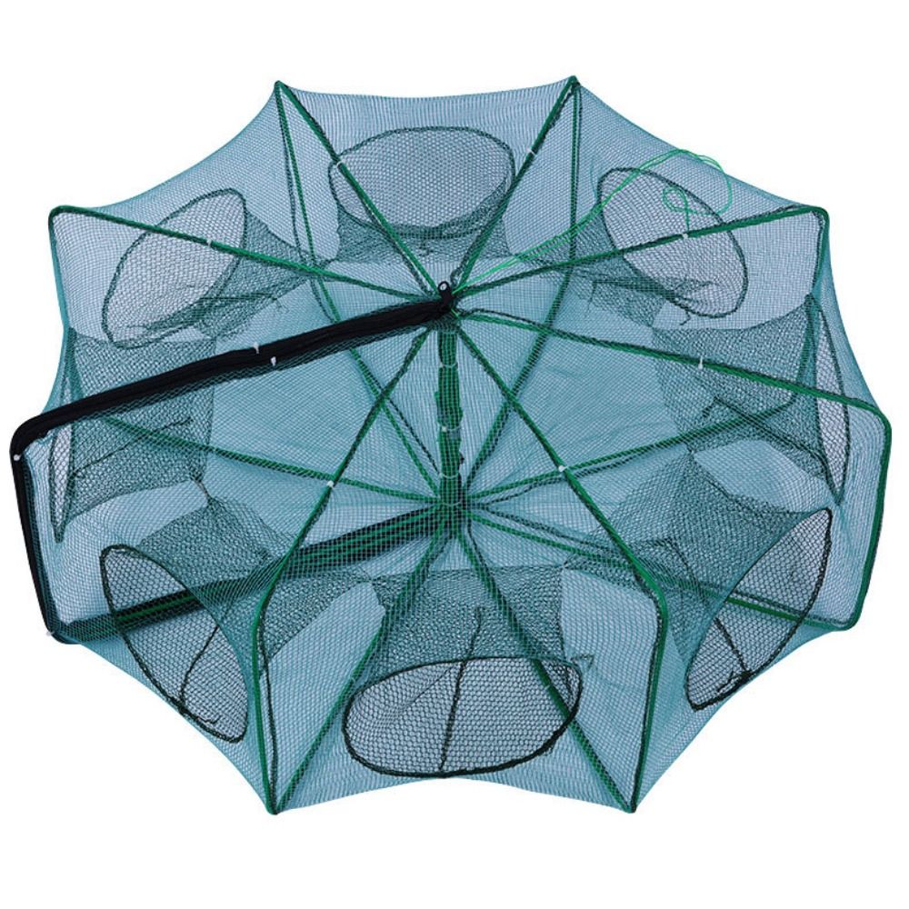 6/8/10 Holes Fishing Net Foldable Green Hexagon Octagon Net 40~82cm Nylon Casting Nets