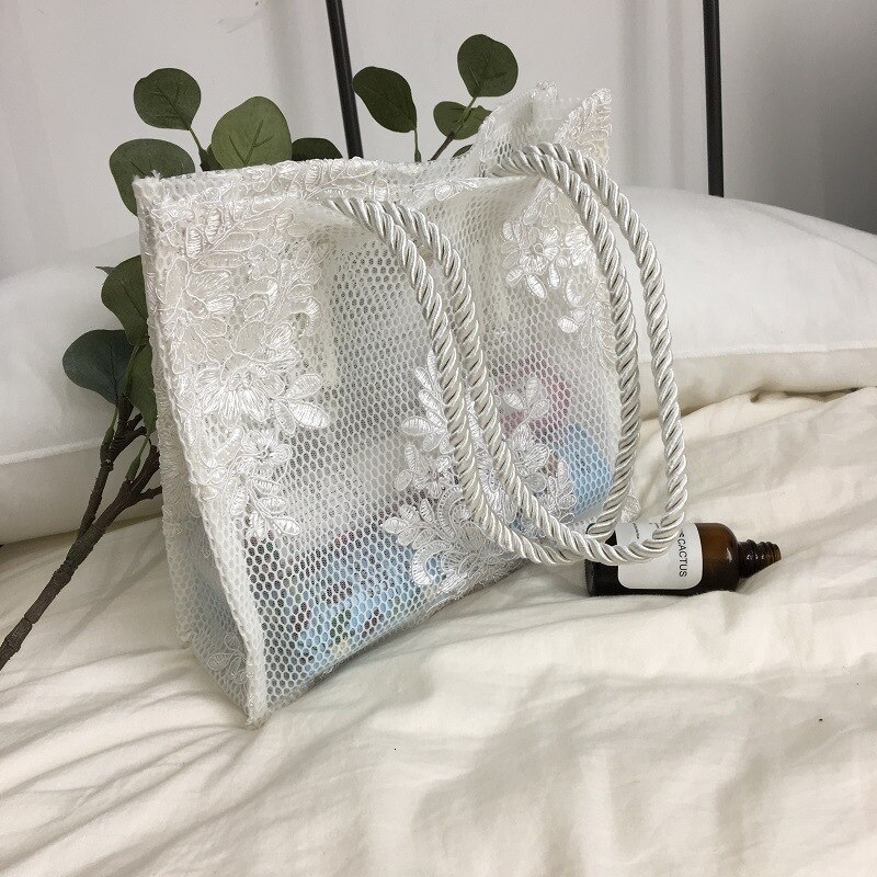 Whoholl Frauen Messenger Tasche Einzigen Gurt Schulter Tasche Dame Spitze Umhängetaschen Dame Handtasche: White lace small