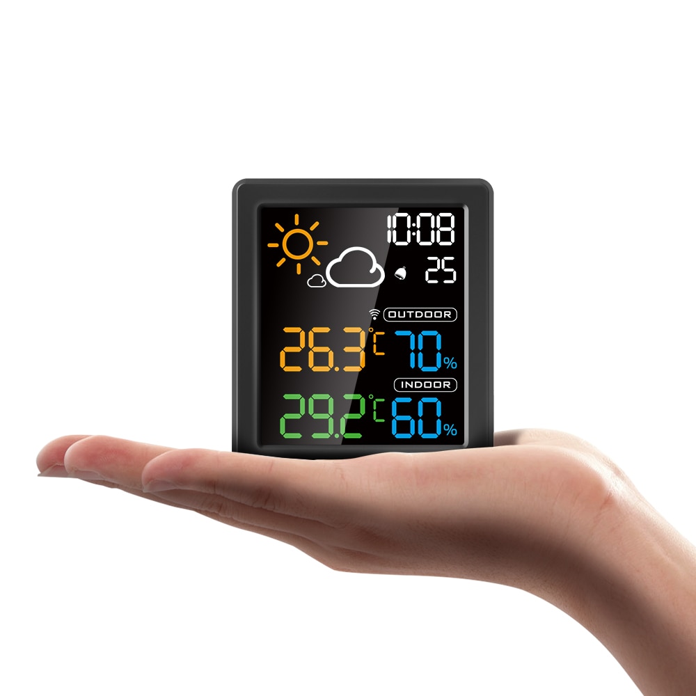 DIGOO DG-8647 LCD Stazione Meteo Alarm Clock Temperatura Intelligente Sensore di Umidità Termometro Digitale Misuratore di Umidità Per La Casa