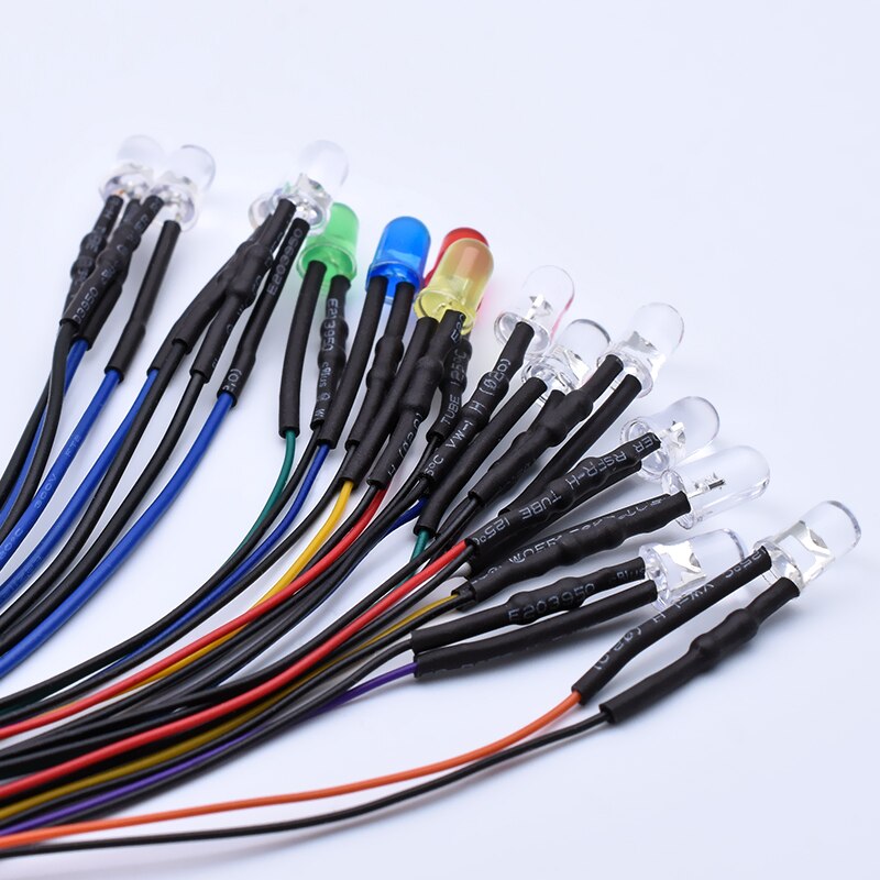 50 Stks/zak Czinelight 5Mm Prewire Led 20Cm 5V Rood Geel Blauw Groen Wit