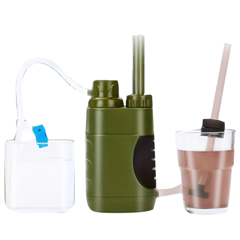 Filtro de agua al aire libre multiusos para supervivencia, sistema de filtración de agua portátil para senderismo, purificador de agua para senderismo y emergencia