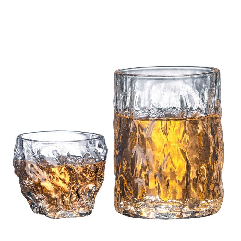 2pc Sets 120/260ml Whiskey Glass Cocktail Glass Lemon Cup Heat Resistant Patterned Glass Water Cup Juice Cup Beer Mug Round