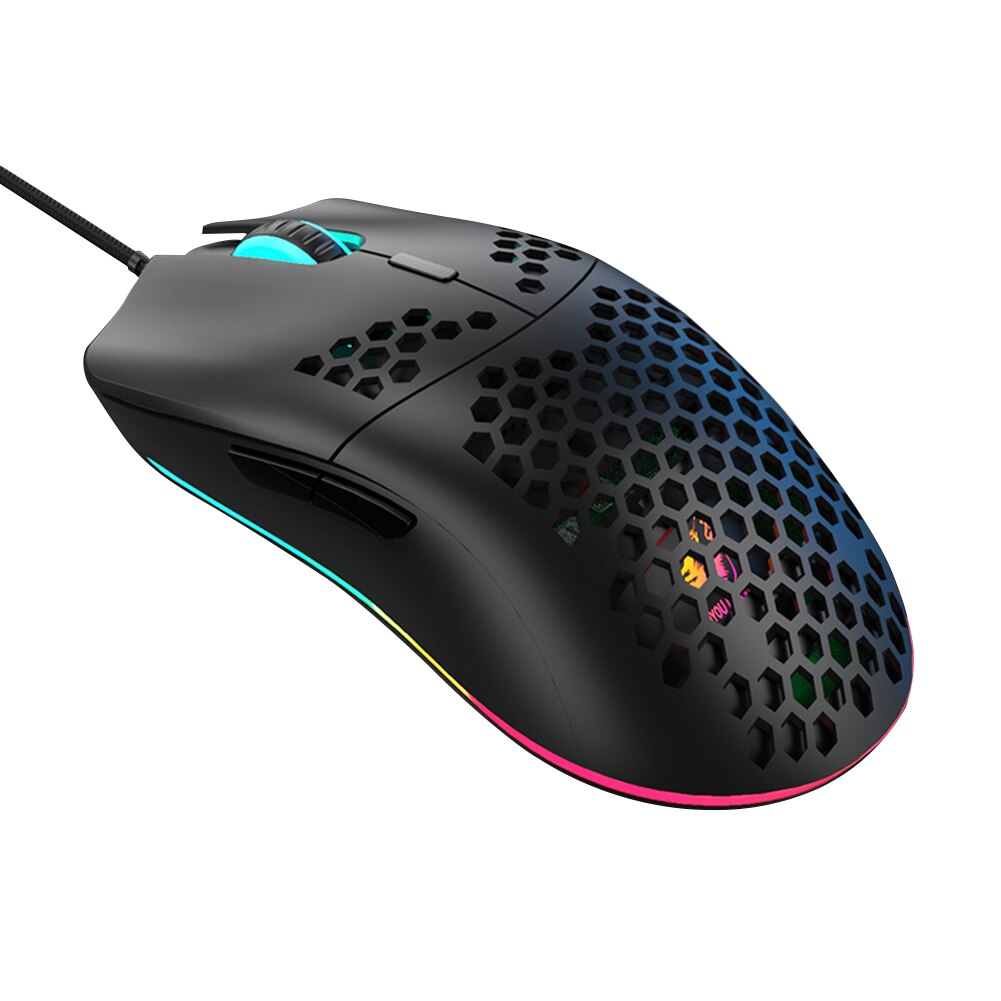 Gaming Mouse RGB Wired Mice School Offices 12000DPI Hollow Lightweight Working Decoration Gamers for ZIYOULANG M6: Black