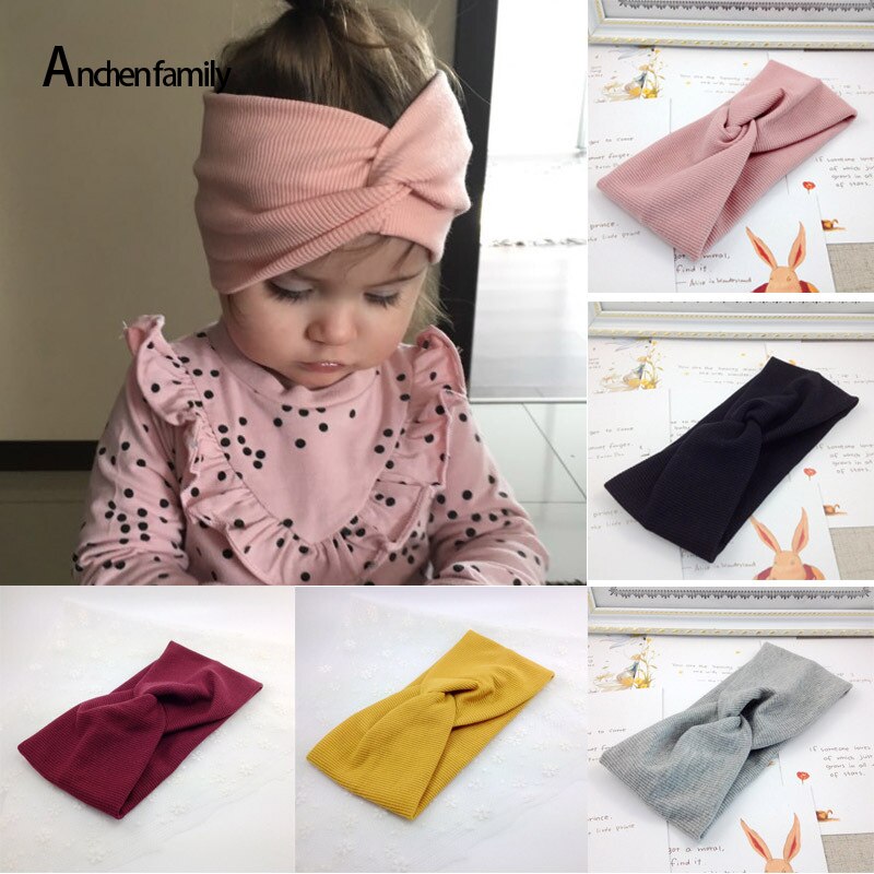 Frühling/sommer Baby-stirnband, einfarbig, gedreht, weich, dehnbar, bequem, haaraccessoires für mädchen, groß, 1 stück