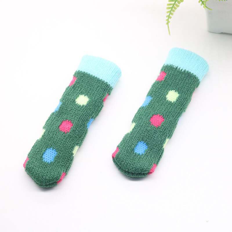 4Pcs Cartoon Striped Table Foot socks Chair Leg Covers Floor Protectors Non-Slip Knitting Socks For Furniture Home Decoration