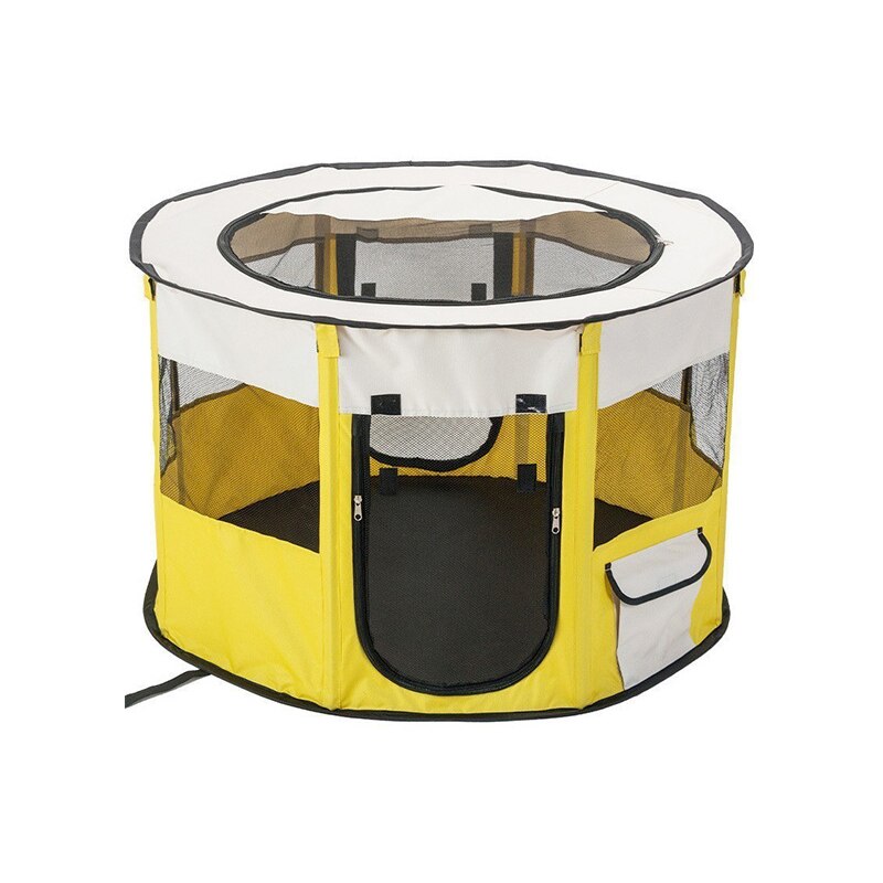 2022 Vierkante Opvouwbare Huisdier Hek Gele Kat Nest Kennel Puppy Tent Mooie Kitten Hond Levering Kamer Grote Ademend Slapen Bed: round yellow / M