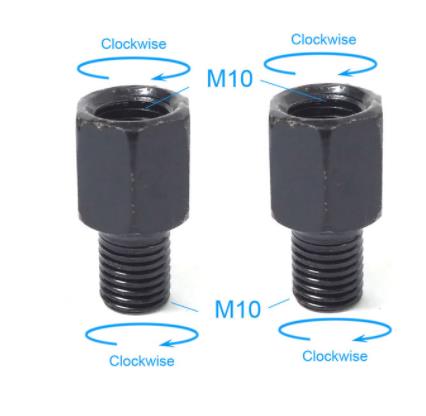 Paar Zwarte Motorfiets Spiegel Adapters M10 10Mm M8 8Mm Achteruitkijkspiegel Spiegels Conversie Bolt Rechtsom Anti-Klok Rechts links Draad: Clear