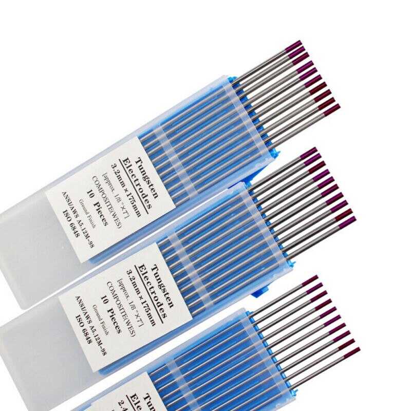 10PCS Composite Welding TIG Tungsten Electrode WES Purple Tip 1.0-4.0mm*175mm For Welding Of Carbon Steel Stainless Steel
