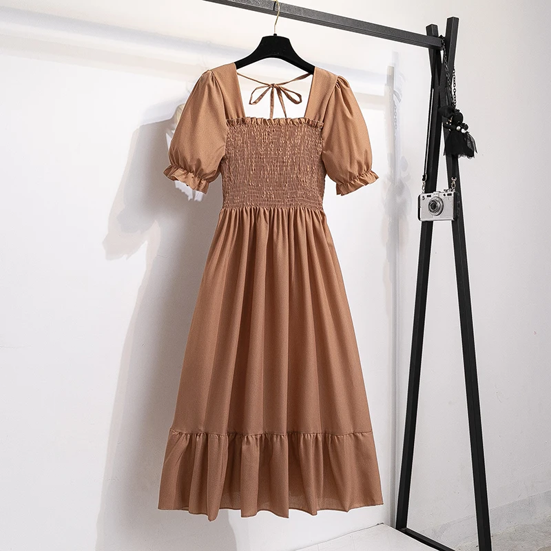 Spring Summer Chiffon Dresses Female Elastic Waist...  Grandado