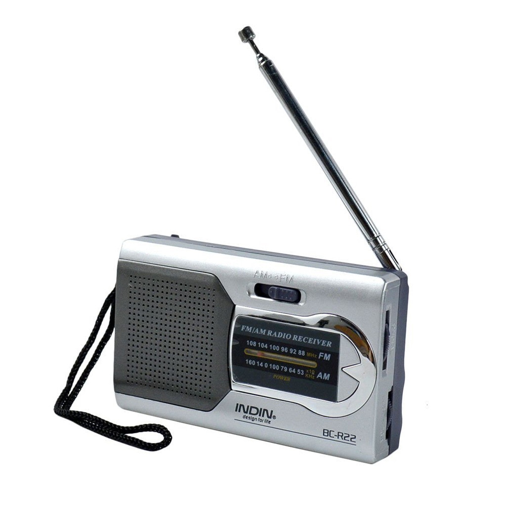 BC-R22 Pocket Portable Mini AM/FM Radio Speaker World Receiver Telescopic Antenna Mini Portable AM/FM Radio Speaker