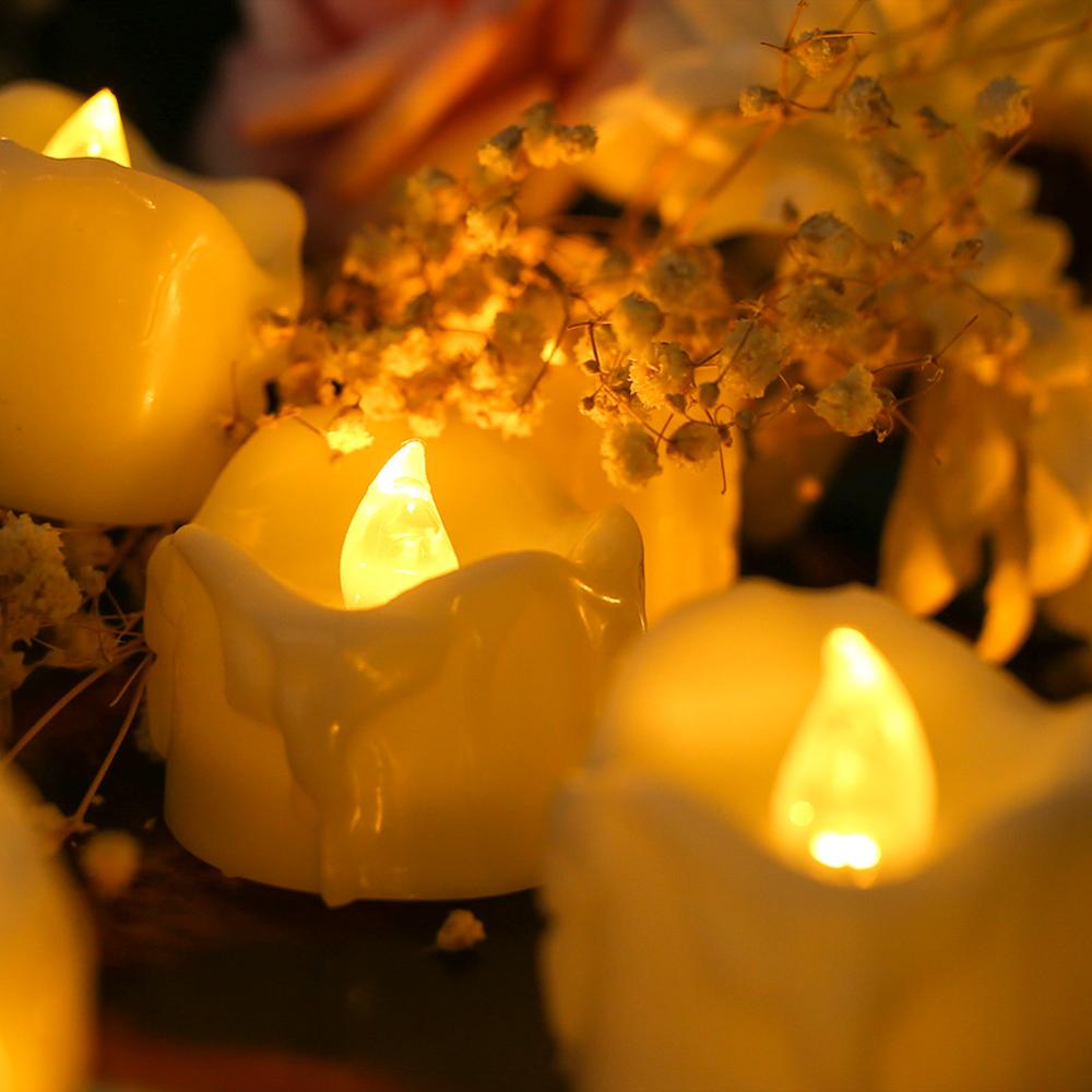 LED Tea Light Candles Set of 12/24 Warm White Electric Tealight for Thanksgiving Christmas Decor Battery Operated Votive Candles