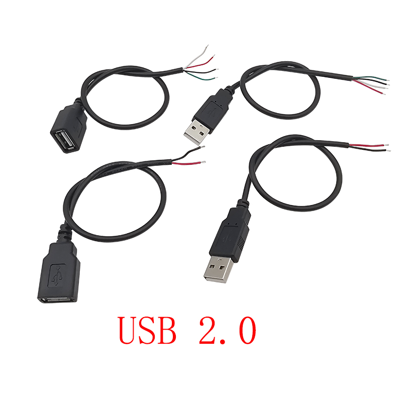 USB-voedingskabel Micro USB / USB 2.0 Type A / Type C 2/4 Pin Stekker Vrouwelijke Jack Draadconnector Data-oplaadsnoeren 30CM