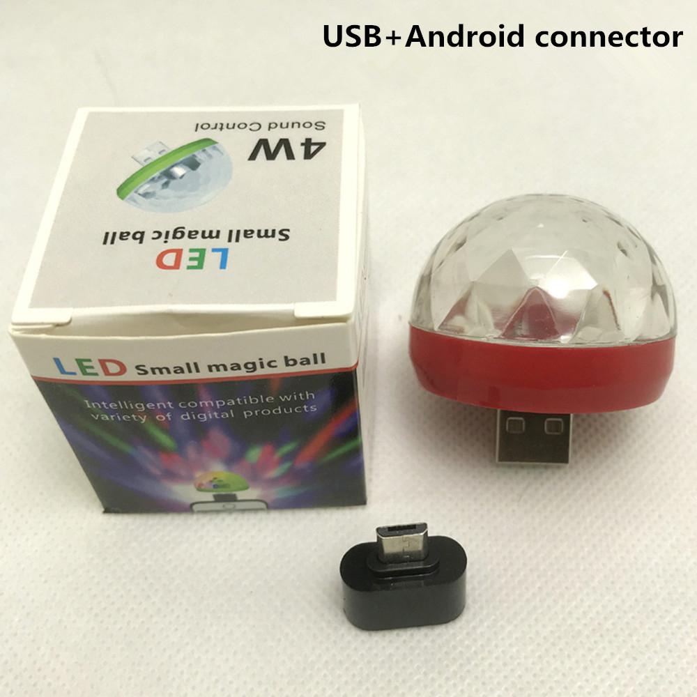 Mini USB Bunte LED Disko Lichter Tragbare Kristall Magie Ball Bühne Lampe mit Adapter für Android Telefon Partei Licht: rot