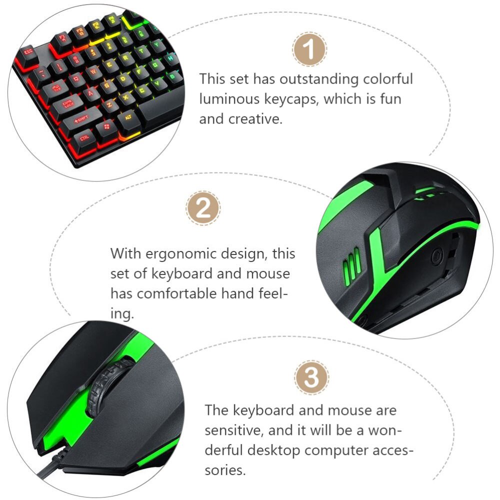 1 Set Computer Accessory Backlit Keyboard Keyboard Mouse Combo for Office