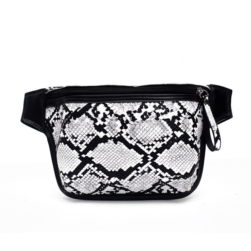 Riñonera con patrón de pitón para mujer, bolso de pecho con conchas de estilo europeo y americano, para verano y otoño,: Blanco