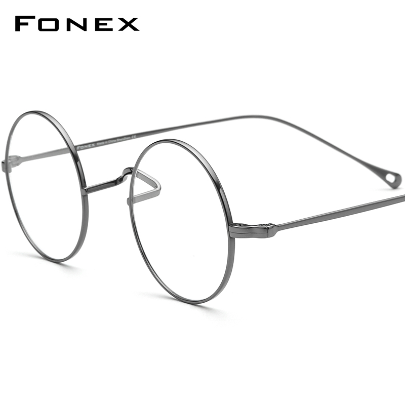 FONEX Titan Brille Rahmen Männer Vintage Runde Brillen Frauen Retro Ultraleicht Japanische Brillen 85666: Grau