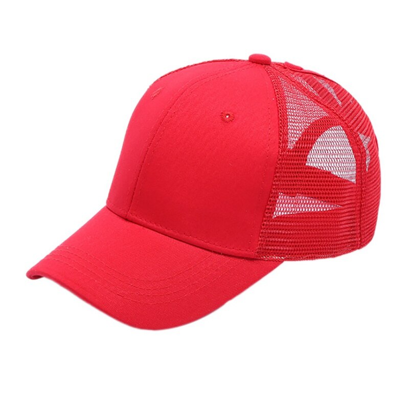 Unisex Cap Casual Plain Mesh Baseball Cap Adjustable Snapback Hats For Women Men Hip Hop Trucker Cap Streetwear Hat: RED