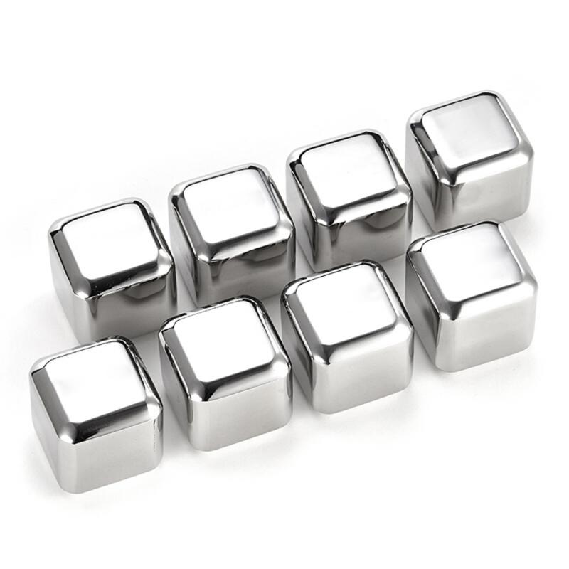 Cubos de hielo de piedra de vino de acero inoxidable, piedra enfriadora reutilizable para whisky, vino, mantiene su bebida fría más larga, paso de prueba SGS, 8 piezas: Default Title