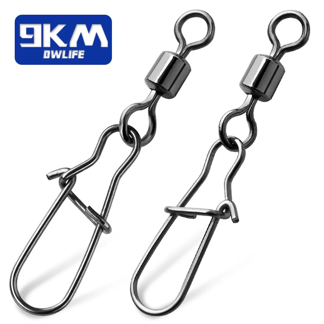 duo-låse snapp svivler 50 ~ 200 stk fiskesvivel snapp rustfritt rote saltvannsfiske rullende tønne svivelkoblinger takle