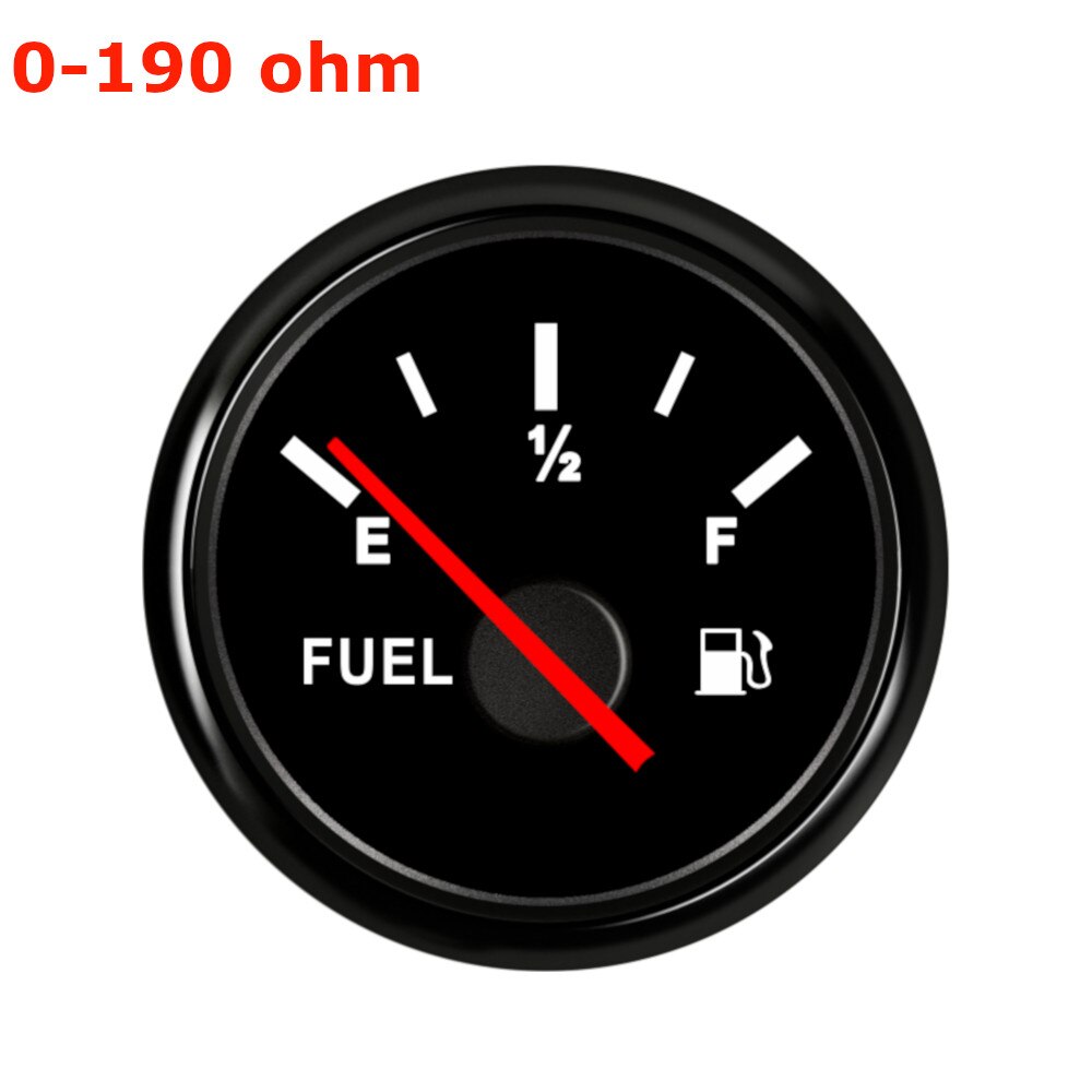 52 Mm 2 "9-32V Brandstofmeter Auto Boot Marine E-1/2-F Brandstoftank Niveau gauge 0-190ohm 240-33ohm Pointer Brandstofmeter Led Display: BN 0-190ohm