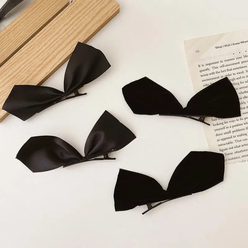 Pinces à cheveux en ruban noir et blanc pour femmes, épingle à cheveux latérale nœud papillon vintage, barrettes mignonnes pour filles, coiffure, accessoires pour cheveux, 2 pièces, 4 pièces