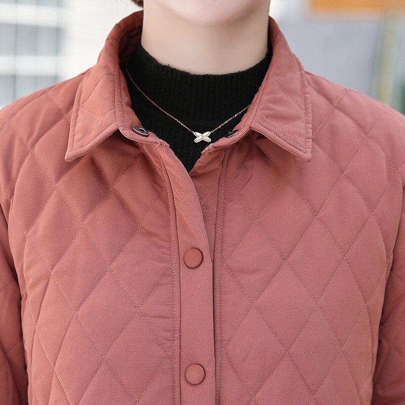 Veste d'automne en coton pour femmes, couleur unie, grande taille 5XL, chemise fine rembourrée en coton, vêtements pour mères d'âge moyen et âgées