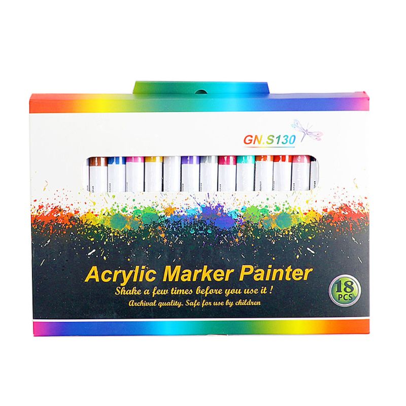 18 Kleuren Acryl Verf Marker Pen Set Voor Diy Album Keramische Rock Hout