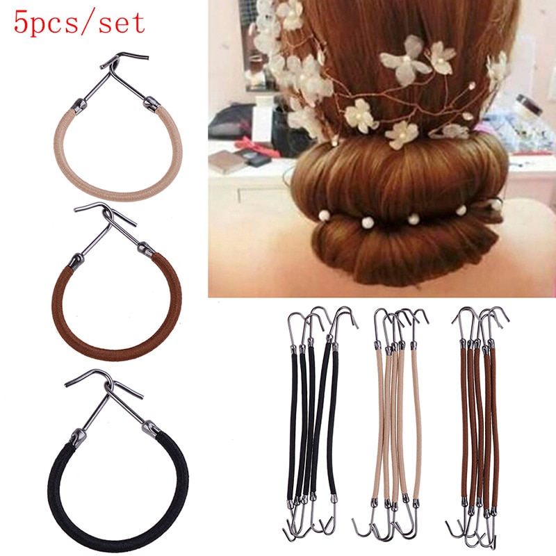 5 stücke Elastische Haken Pferdeschwanz Clips BöGen Mädchen Bands Gummi Mit Haken Halfter Bungee Dicken Haar Headwear Haar Zubehör