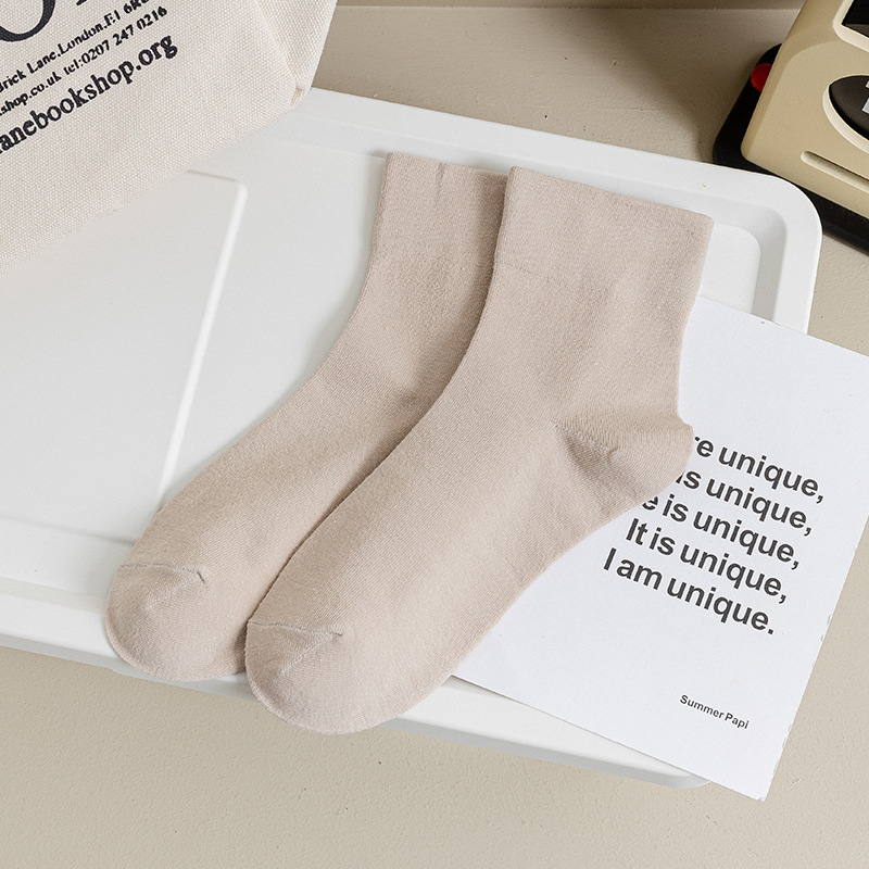 Women's Crew Socks Spring Japanese Style Breathable Casual Short Socks For Women Ladies Plain Socks Thin