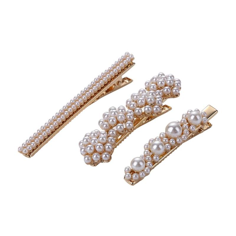 3pcs Pearls Hair Clips Hairpin Hair Barrette for Women Girls Hair Accessory: 2