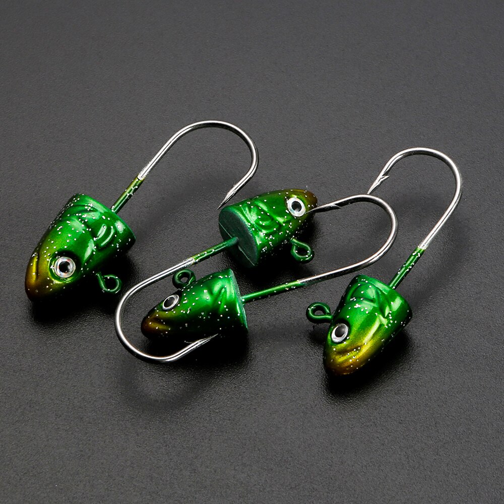 JOHNCOO 5pcs Jig Head Soft Lure Hook 3.5g 5g 7g 10g 3D Eye Jig Head Jigging Silicone Bait Soft Worm Hook