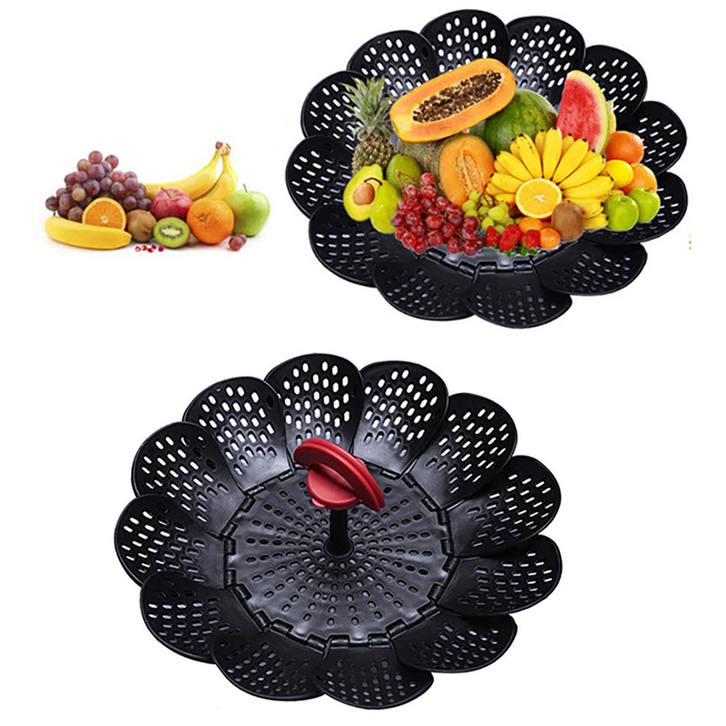 Versenkbare Klapp Lotus Dampfer Multi-funktion Obst Schüssel Filter Wasser Ablassen Schüssel Tragbare Obst Schüssel