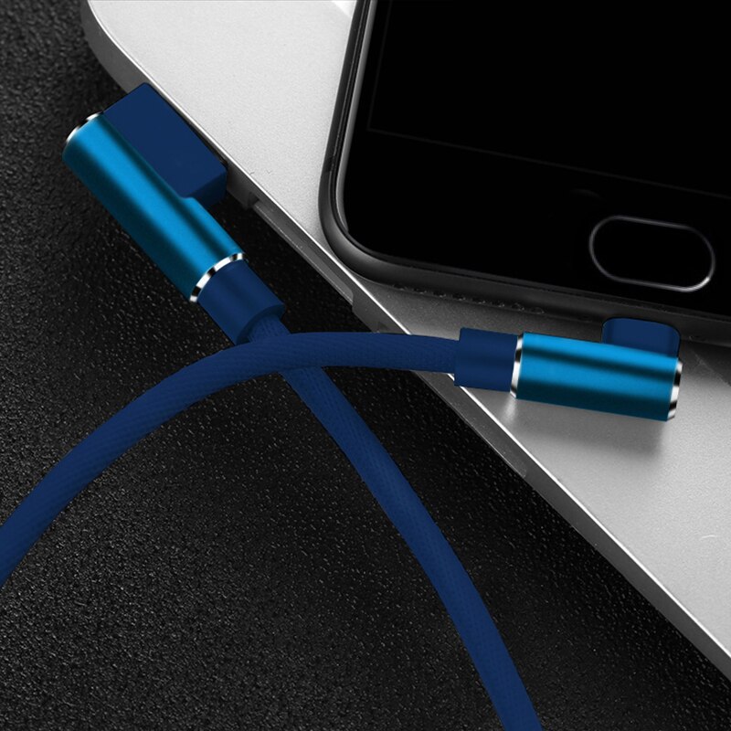 90 Degree Type-C Charger Cable For S9 S8 Huawei P20 Pro Oneplus 6 5 One Plus Xiaomi TypeC Long 3M Fast Charge Data USB Wire Cord: Blue / 3m
