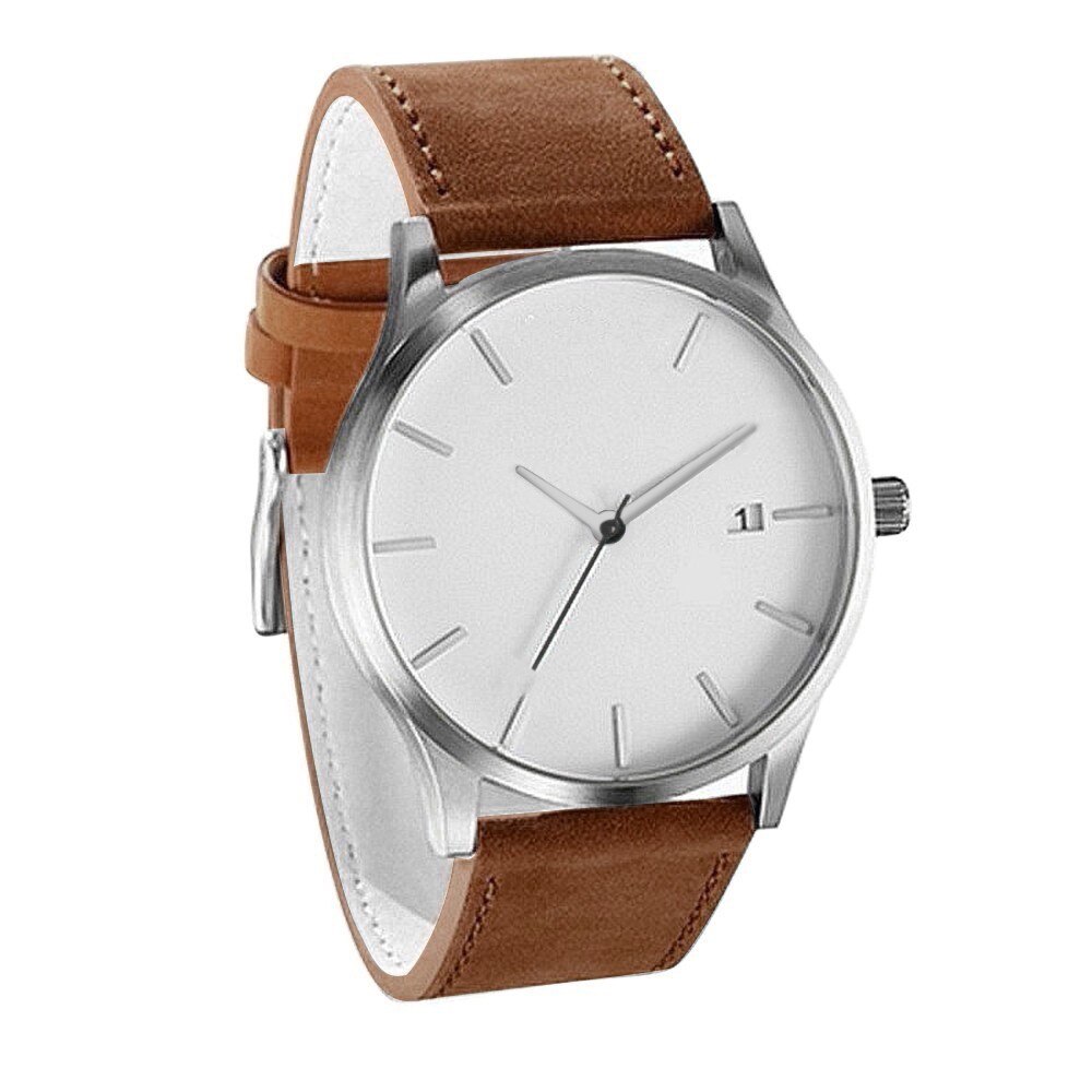 Montre-bracelet en cuir à Quartz pour hommes, discrète et minimaliste, de , adaptée à toutes les occasions, populaire,: B