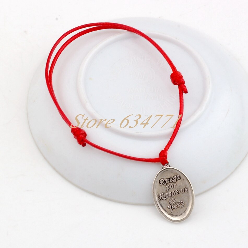 Heißer! 1 stücke Einstellbar Armbänder Rot Wachse seil Zink-legierung San Judas Charme Einstellbar Armband B-31