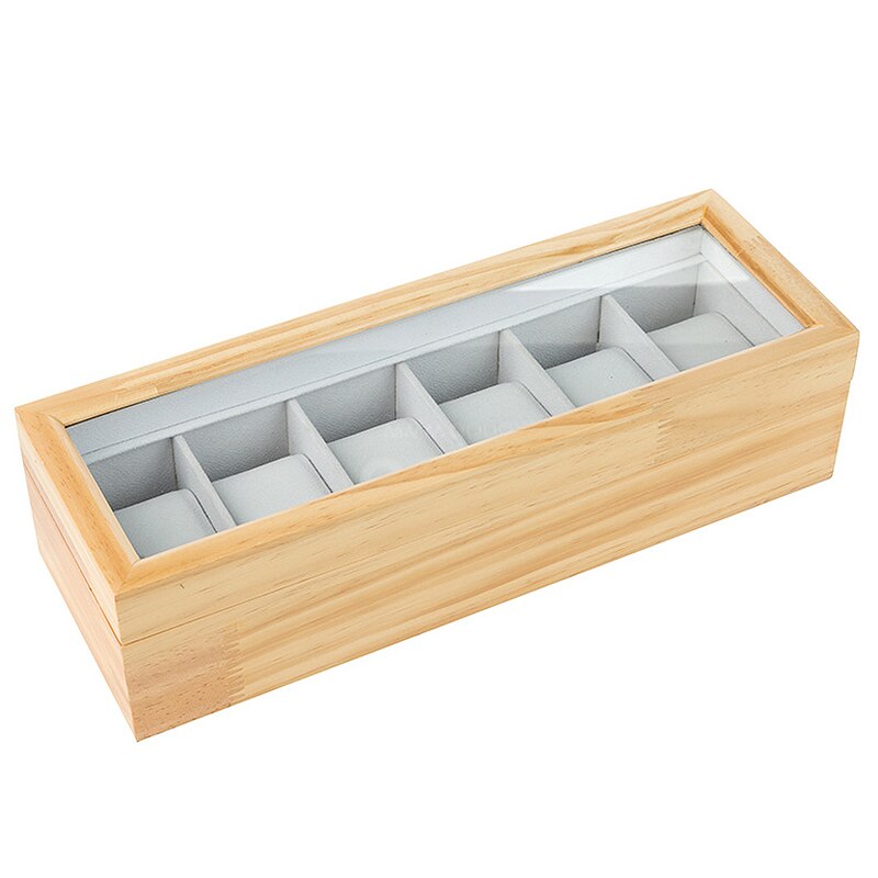 Solid Wood Watch Box Organizer with Glass Display Top By Case Elegance