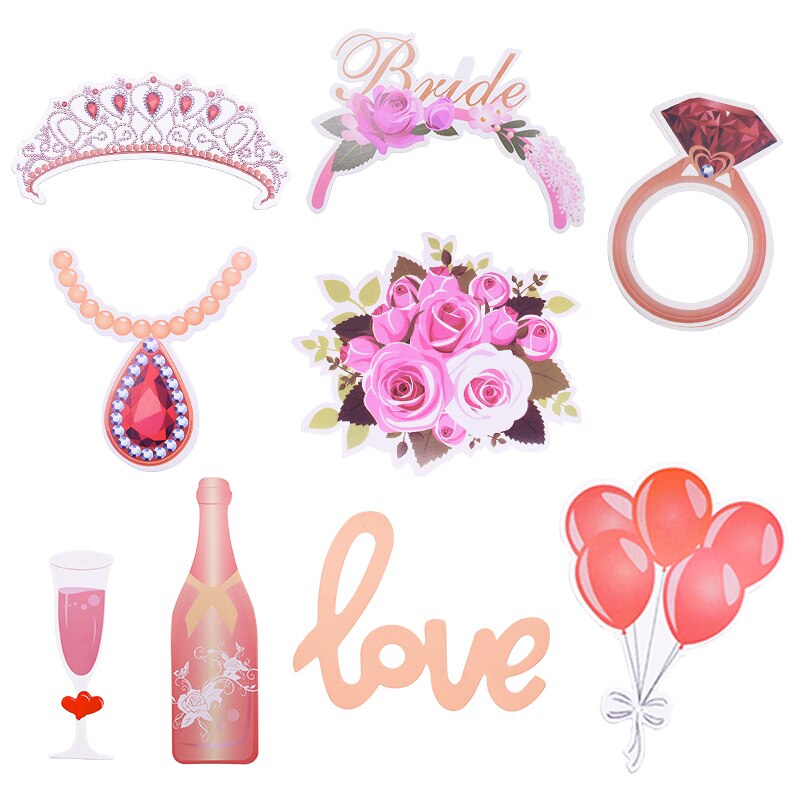 Pink Wedding Bride To Be Photo Booth Props Set Bridal Shower Wedding Decor DIY 23pcs Photo Props for Bachelorette Party Supplies