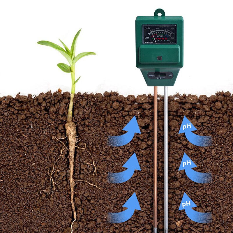 3 in 1 Soil PH Meter Sunlight PH Tester Garden Flowers Soil Moisture Sensor