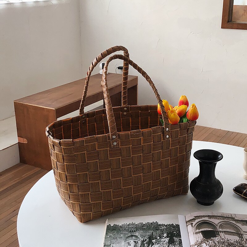 Strand Stroh Taschen Frauen Sommer Handtasche Rattan Platz Schulter Tasche Handgemachte Bali Woven Kreuz Körper Tasche Box Böhmen