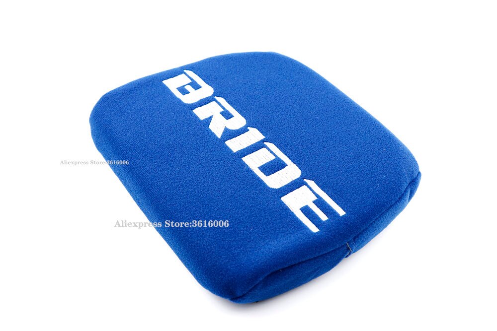 1X JDM BRIDE Racing Tuning Pad For Head Rest Cushion Bucket Seat Racing: Head Pad Blue-bride