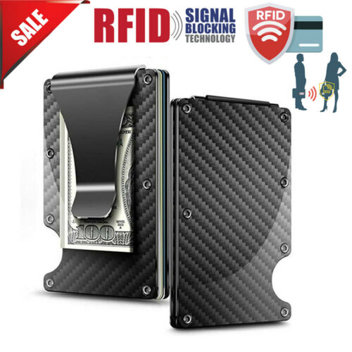 Carbon Fiber Wallet Slim Metal Credit Kaarthouder Minimalistische Rfid Blocking Mannen Kaarthouder Anti Beschermen Clip Sets