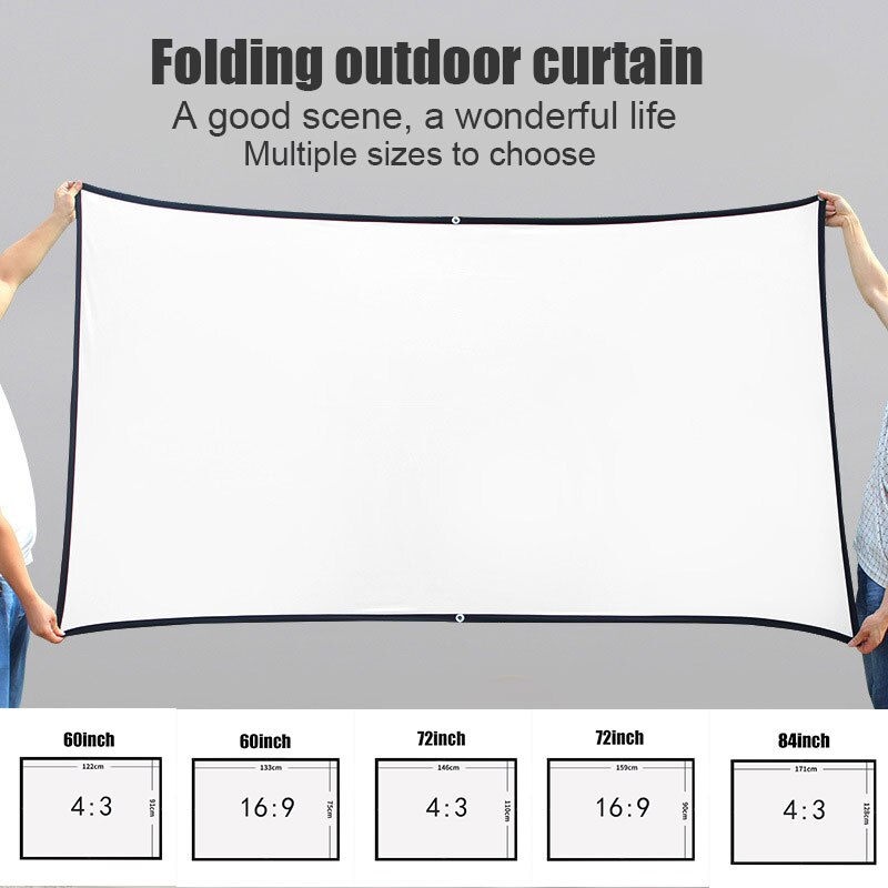60/72/84/100/120 Inch Projector Screen Hologram Portable Home Cinema Folding Movie Screen HD Crease-resist DJA88