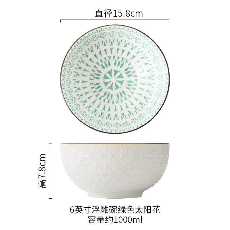 Nordic Stijl 6Inch Servies Kommen Keramische Thuis Handgeschilderde Instant Noodle Soep Restaurant Eenvoudige Creatieve Reliëf Ramen Kom: 6 inches A17