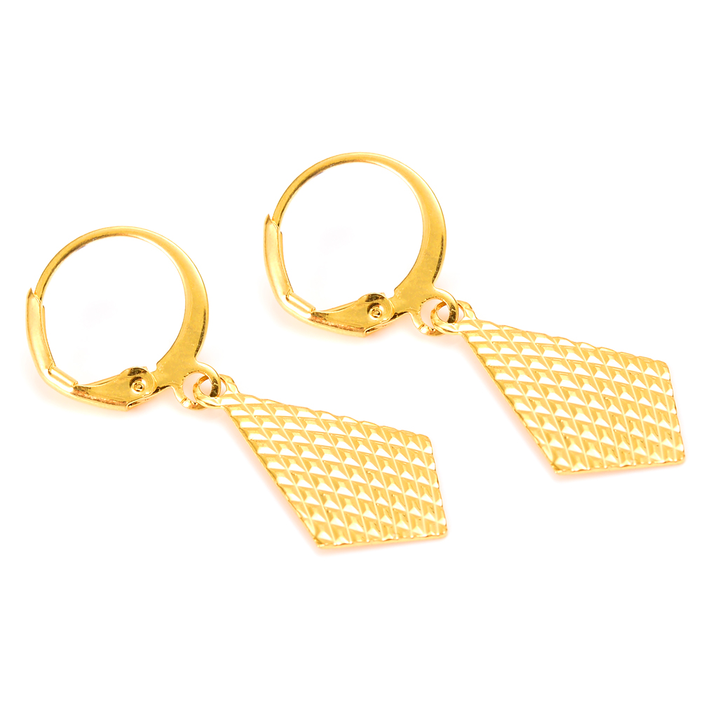 10 Kt Pure Yellow Gold Gf Earring Real Italië Vrouwen Flash Luisterrijk Mode Aankomst Afrikaanse Etnische Stijl Ruit elegante