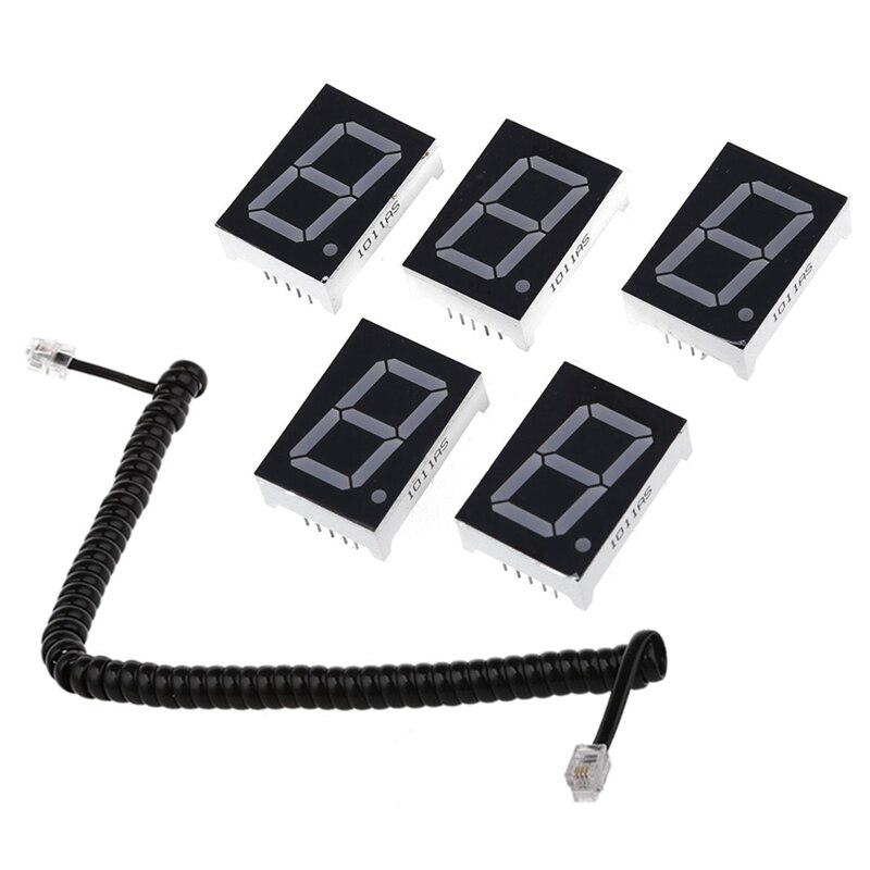 5 Pcs Gemeenschappelijke Kathode 10 Pin 1 Bit 7 Segment Rode Led Display Digitale Buis & 1X2 M telefoon Extension Coil Kabel Cord