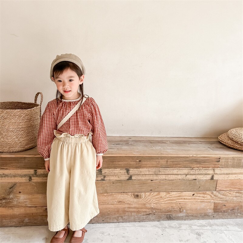 Meisjes Lente Corduroy Wijde Pijpen Broek Kinderen Losse Enkellange Broek 1-6Y