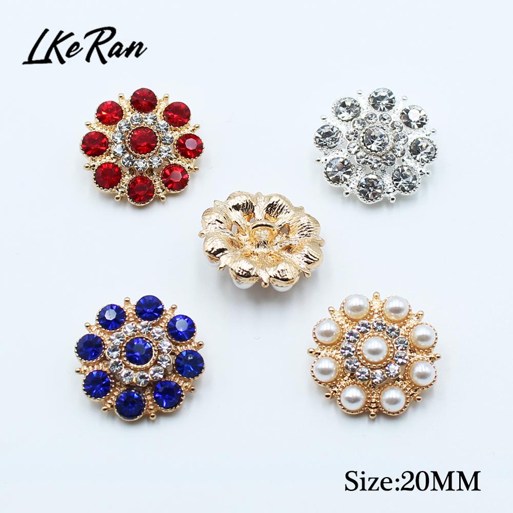 10 pièces de boutons en diamant strass de 20MM, Base de tige en alliage pour bricolage, accessoires de couture, décorations de mariage artisanales